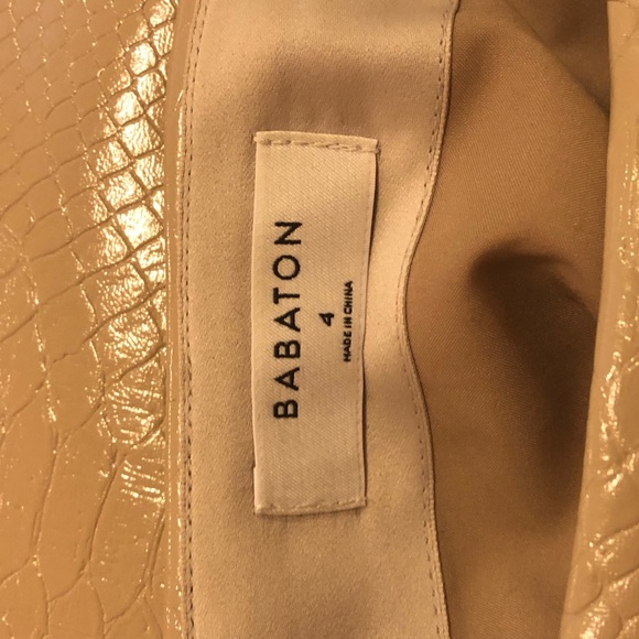 Babaton Faux Leather Snake Skin Skirt in cream color Beige. Only worn once. - Picture 3 of 4